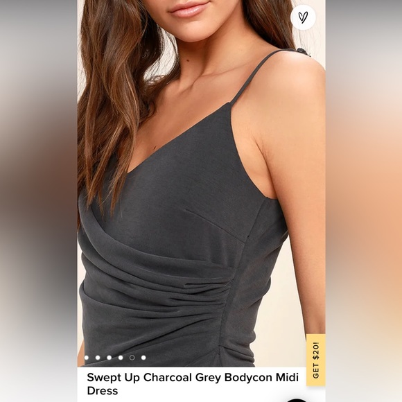 Lulu’s Swept Up Charcoal Grey Bodycon Midi Dress Size XL - Picture 6 of 11